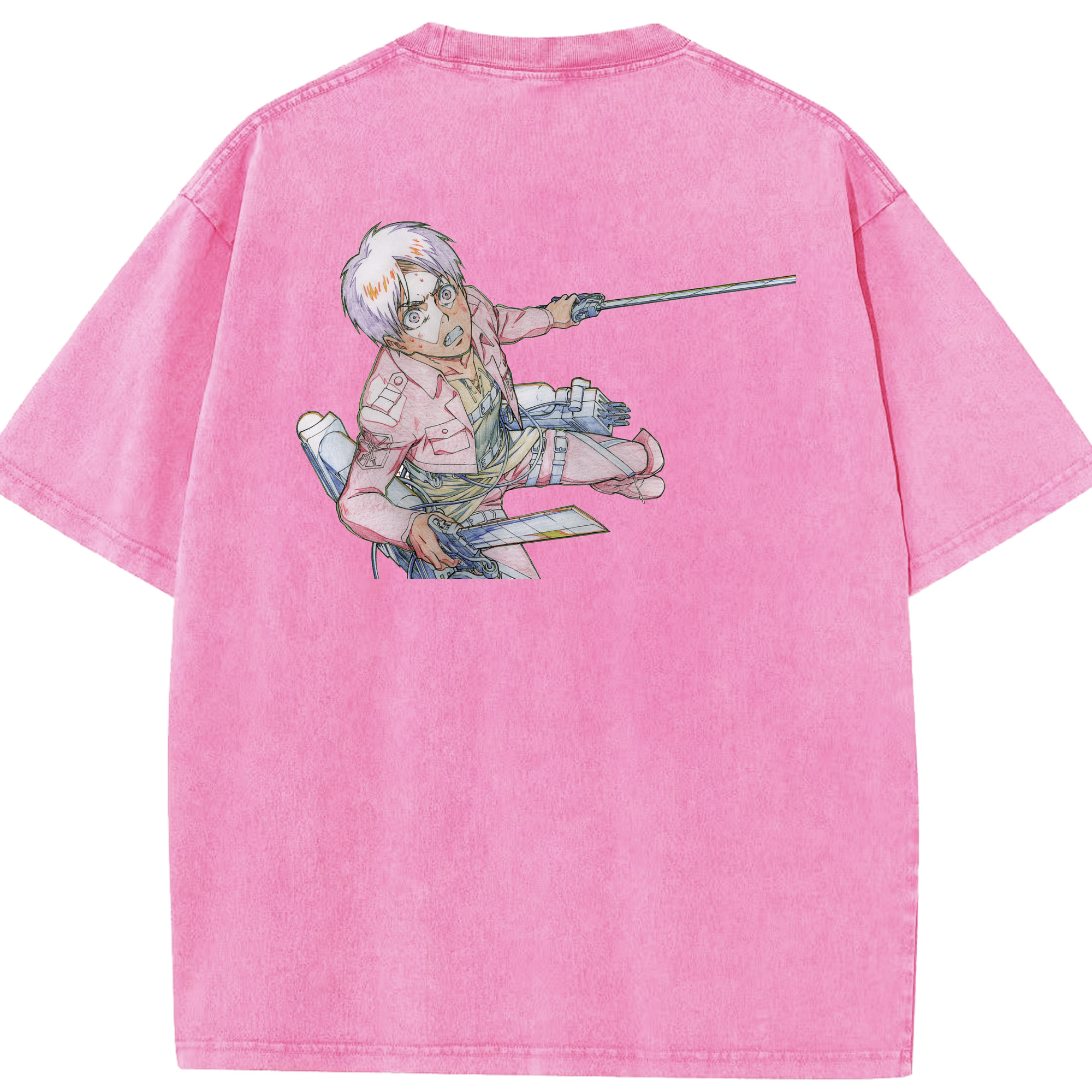 （画像用） 進撃の巨人 エレン･イェーガー Attack on Titan Eren Jäger 綿100% ヴィンテージ風 半袖Tシャツ（背面プリント）